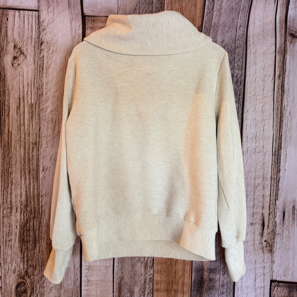 Varley Vine Half Zip Ottoman Pullover Oatmeal Beige Sweatshirt Athleisure Medium - Picture 2 of 10